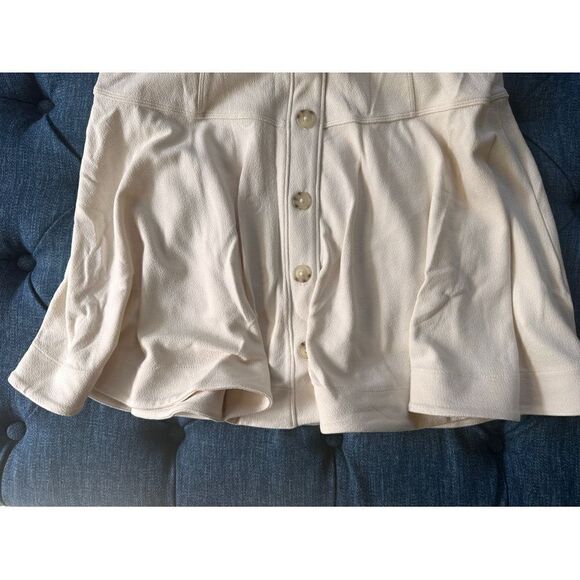 NEW Anthropologie Maeve Square-Neck Ivory Mini Flounce Dress Medium or Large - Picture 7 of 9